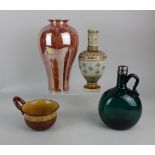 A Wilton ware porcelain vase with mottled orange iridescent glaze, 24.5cm high, together with a