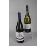 A bottle of Les Champs Pascal Bouchard Blancs 2012 chablis white wine 750ml 12.5% vol together