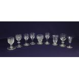 A collection of nine various 18th century and later drinking glasses, to include two Monteith type