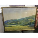 J W Branham, view across the Sussex Downs, watercolour, signed, 48cm by 67cm