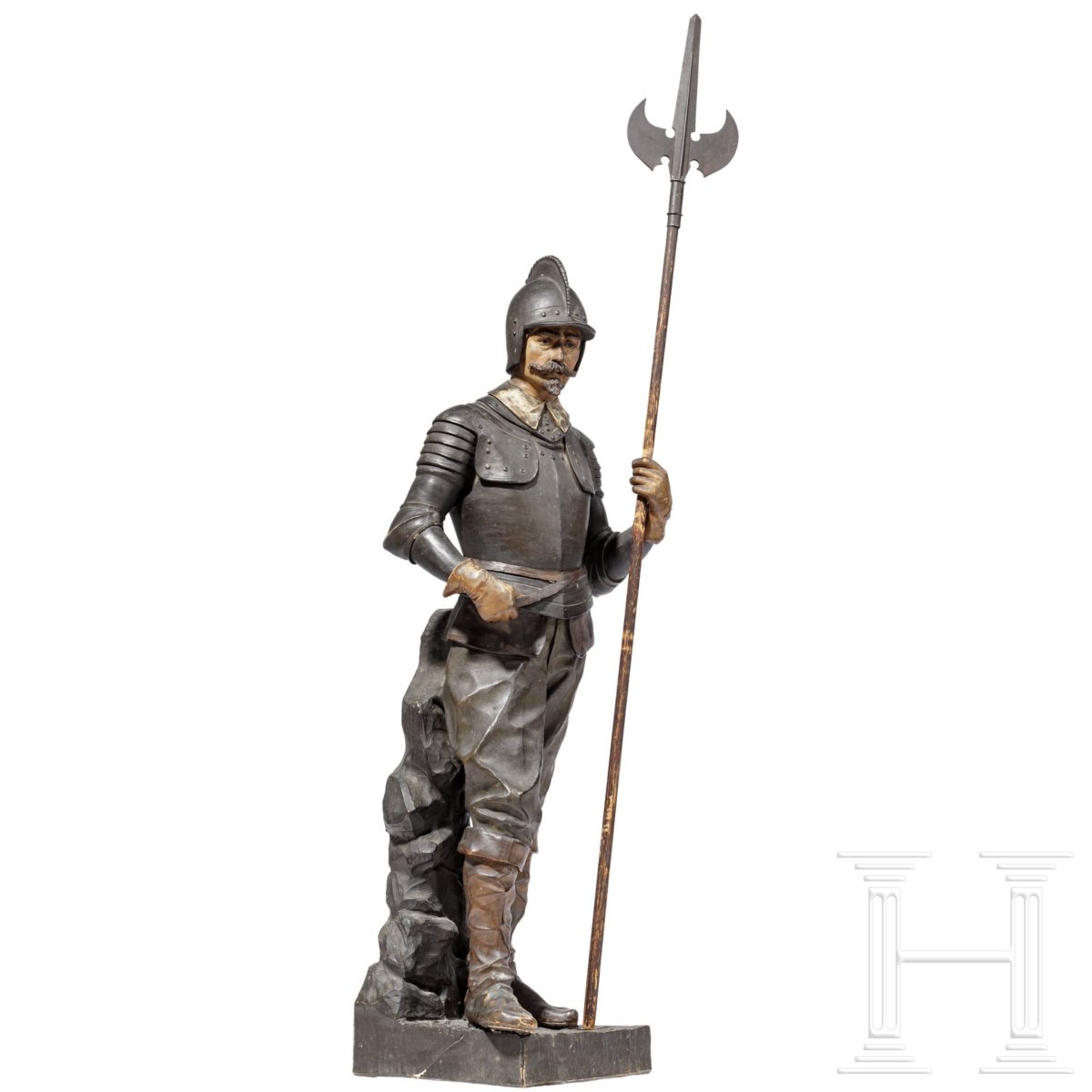 Landsknecht-Figur, Manufaktur Goldscheider, Böhmen, Ende 19. Jhdt.