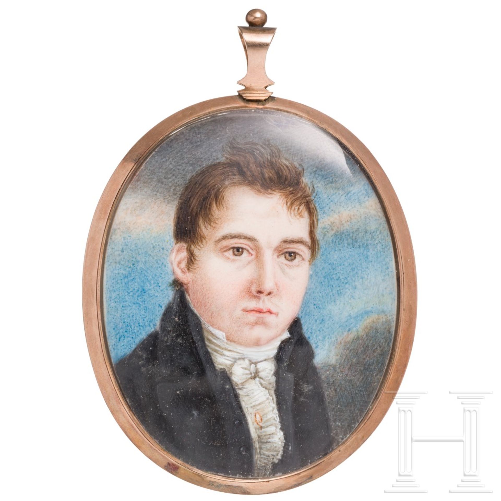 Miniatur mit Herrenportrait, deutsch, um 1820 - Image 2 of 4