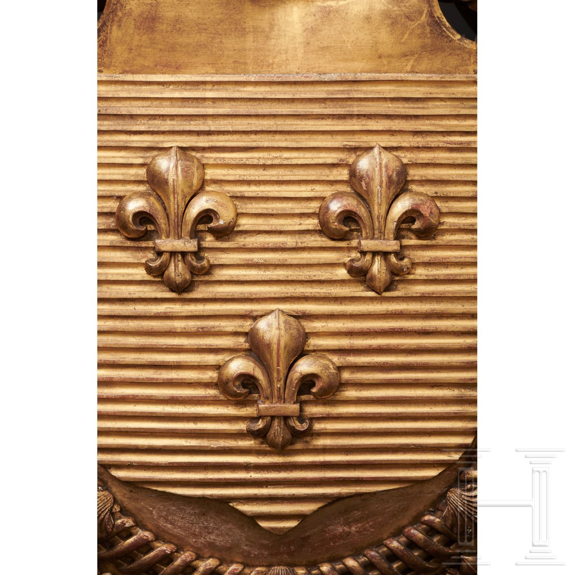 Vergoldetes hölzernes Wappen der Könige von Frankreich, 18. Jhdt. - Bild 4 aus 6