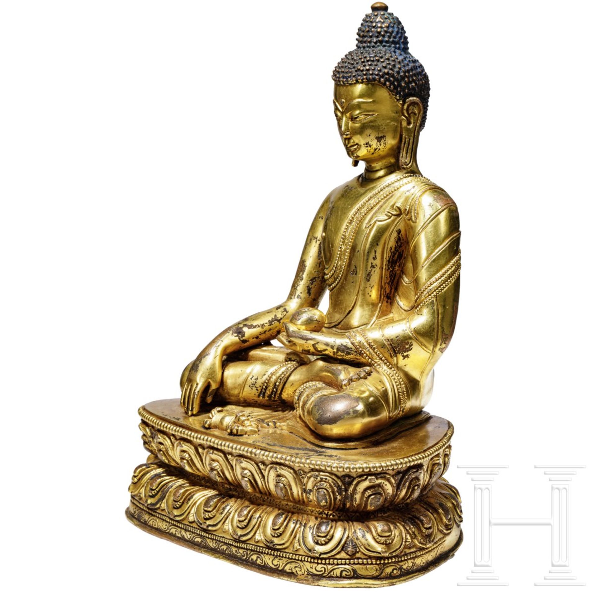Vergoldete Bronzeskulptur des Akshobya, sino-tibetisch, 18. Jhdt. - Image 2 of 12