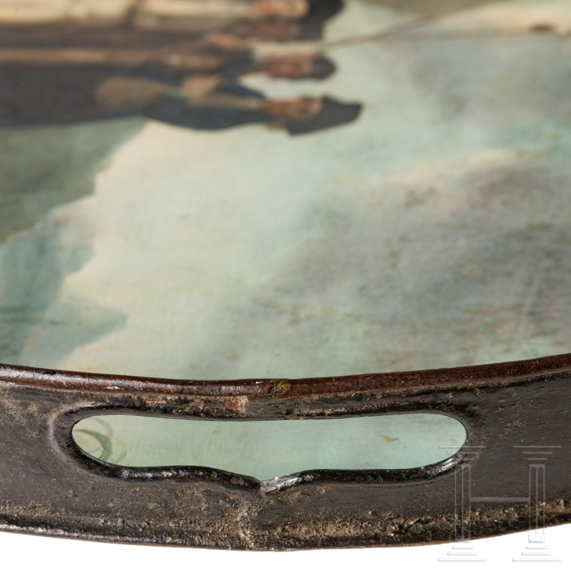Feines klassizistisches Blechtablett mit feiner Malerei in der Art der Manufaktur Stobwasser, wohl E - Bild 3 aus 5