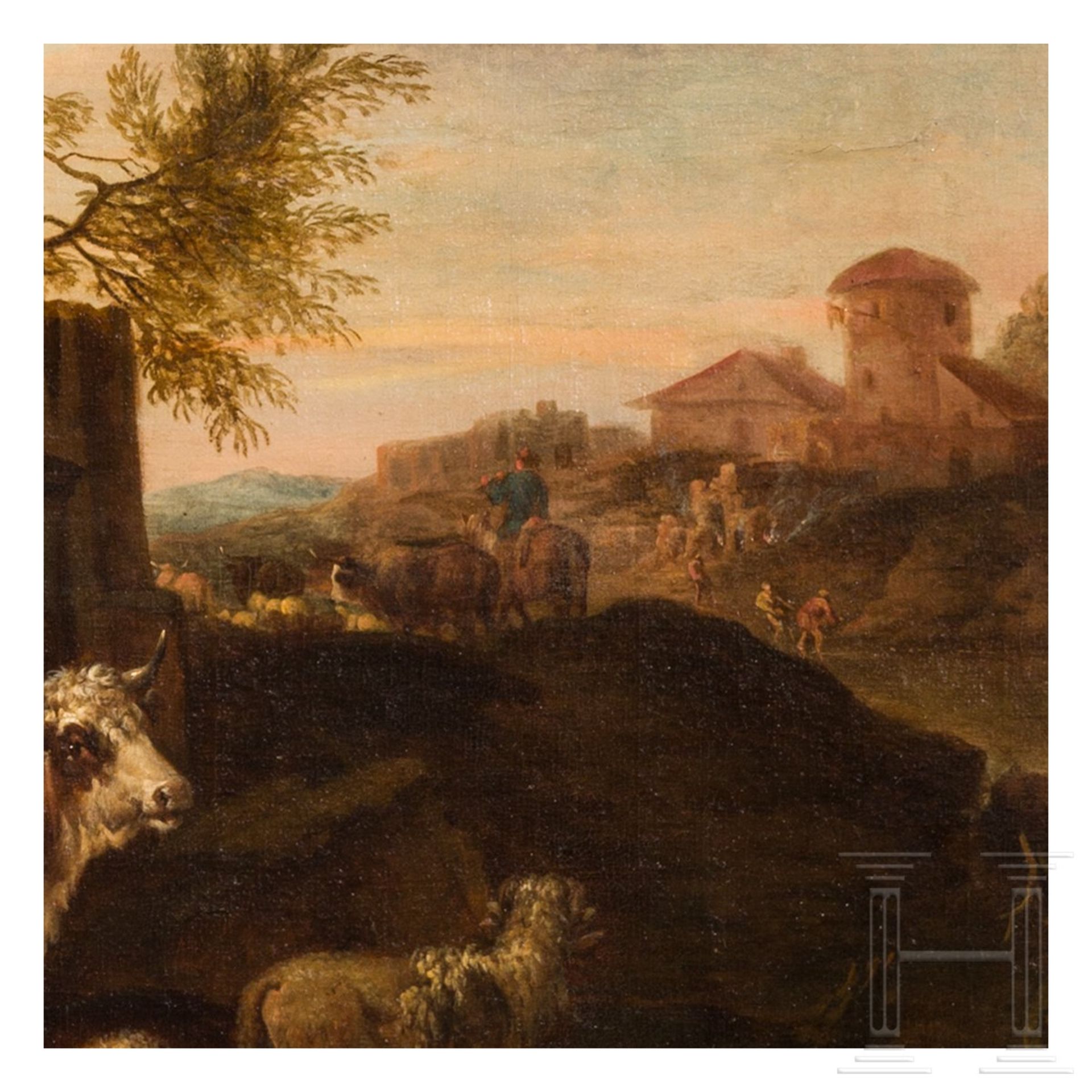 Carree Michael (1657-1727) – idyllische Landschaft mit Bauern und Vieh - Bild 3 aus 6