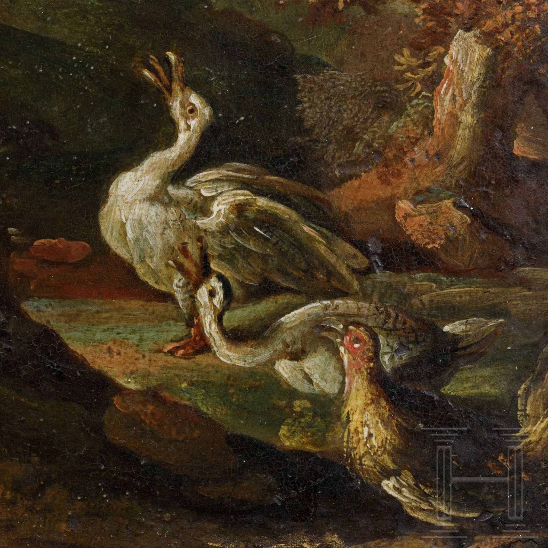 "Kleintiere richten den Fuchs" – Gemälde, Niederlande, 1. Hälfte 17. Jhdt. - Image 5 of 6