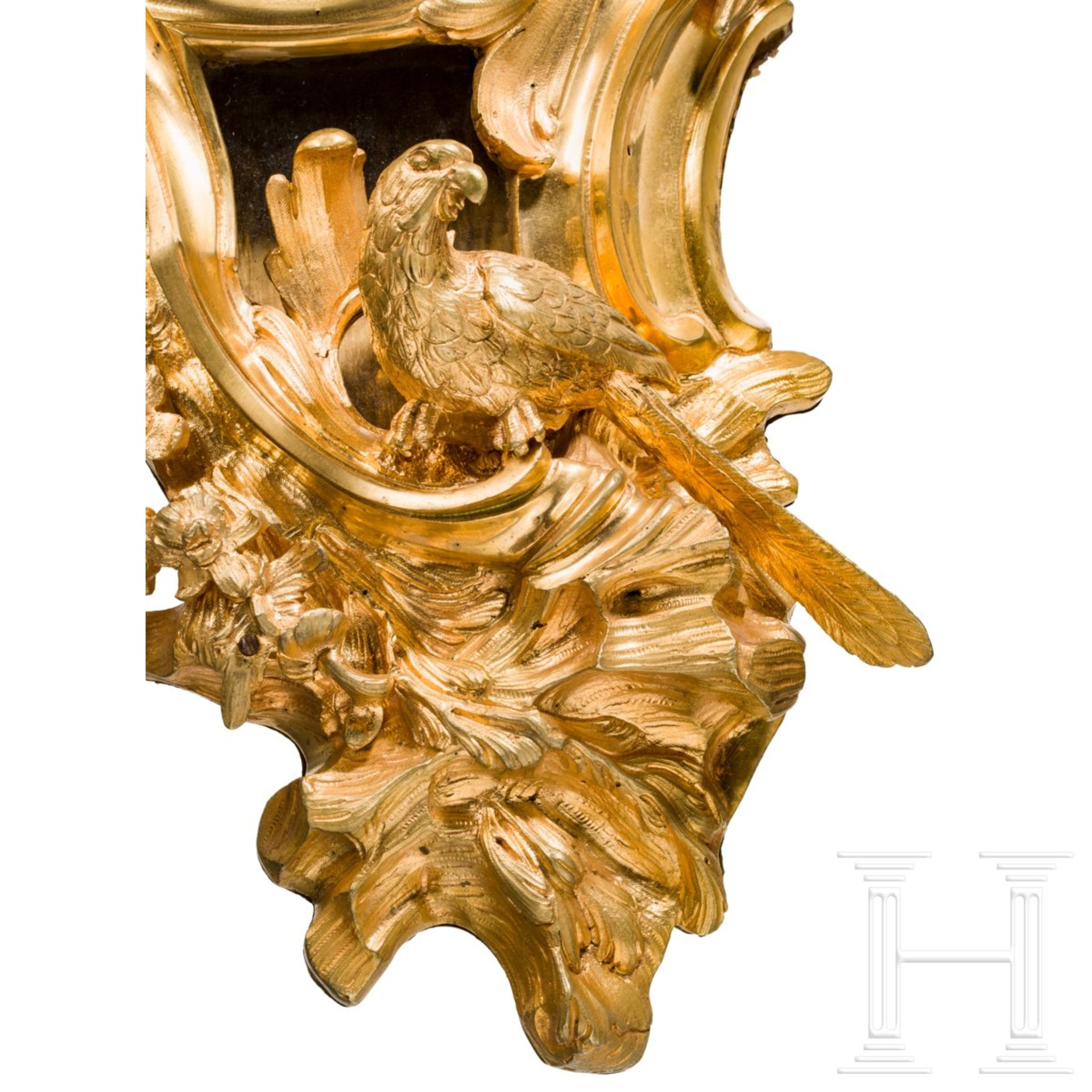 Feuervergoldete Louis XV-Carteluhr, Dupont in Paris, Mitte 18. Jhdt. - Image 6 of 7