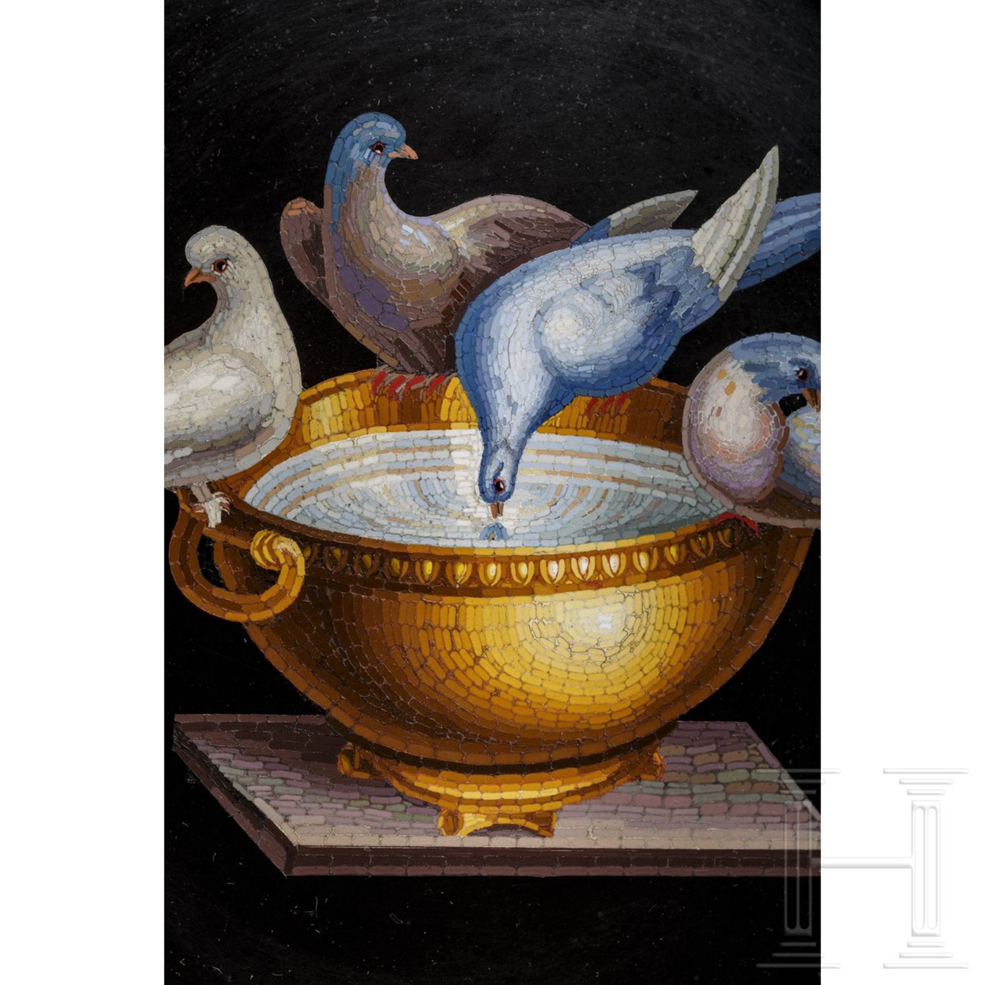 Bedeutendes Micromosaik "Tauben von Sosos", Italien, 1. Hälfte 19. Jhdt. - Bild 7 aus 7