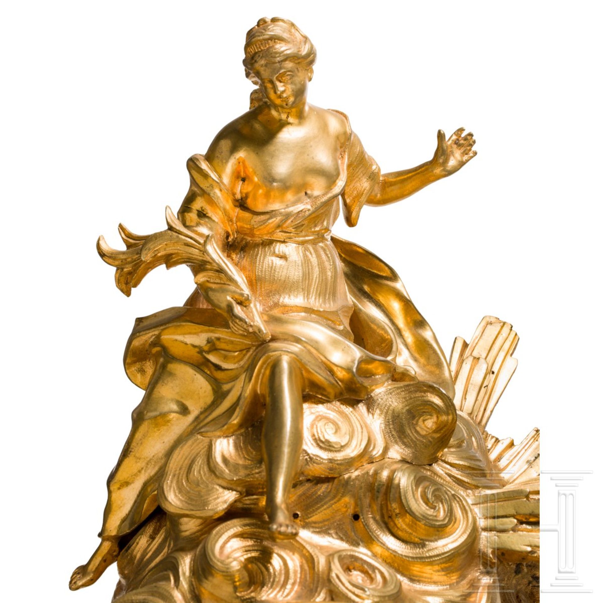 Feuervergoldete Louis XV-Carteluhr, Dupont in Paris, Mitte 18. Jhdt. - Image 4 of 7