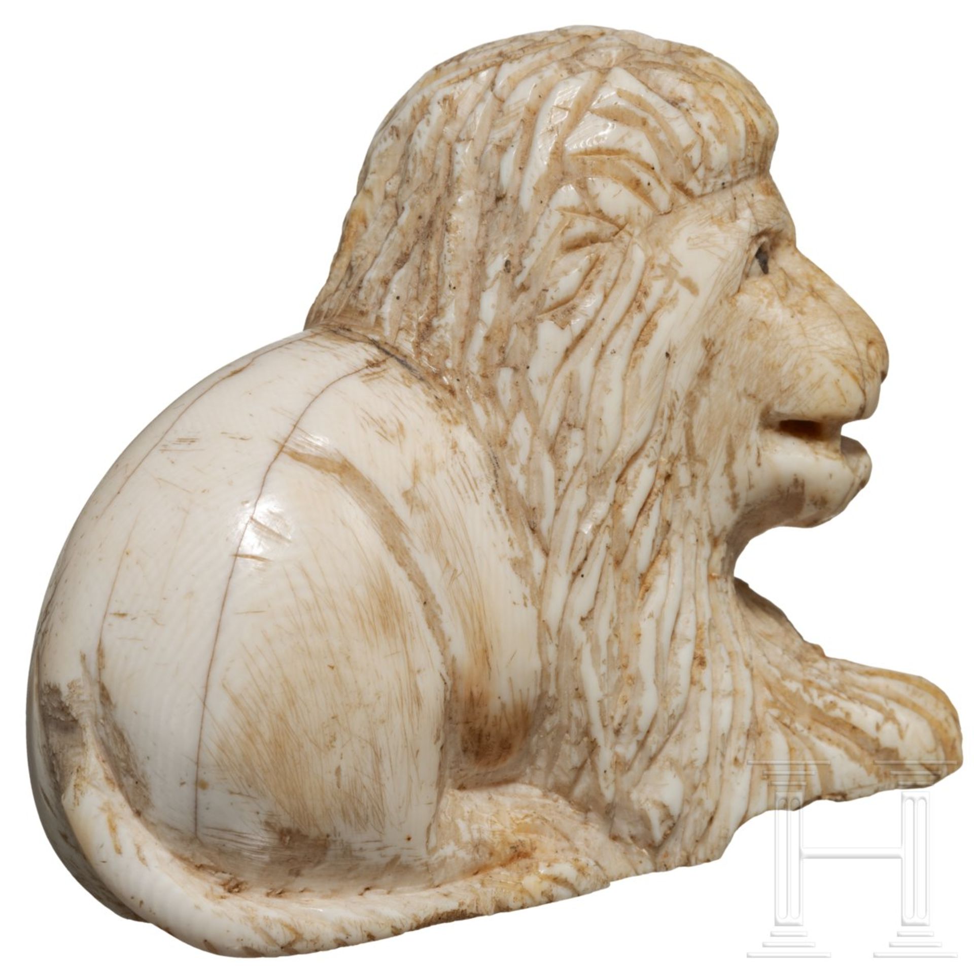 Löwen-Figurine aus Elfenbein, Italien, 14./15. Jhdt. - Image 3 of 5