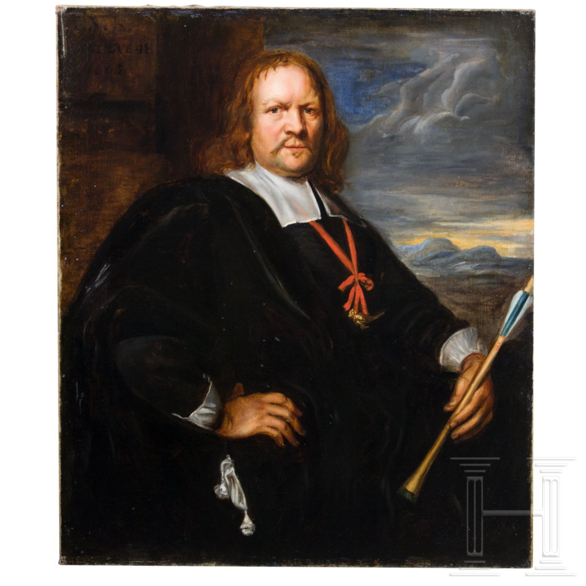 Portrait eines Mitgliedes einer Armbrustschützengesellschaft, Niederlande, datiert 1665 - Bild 2 aus 7