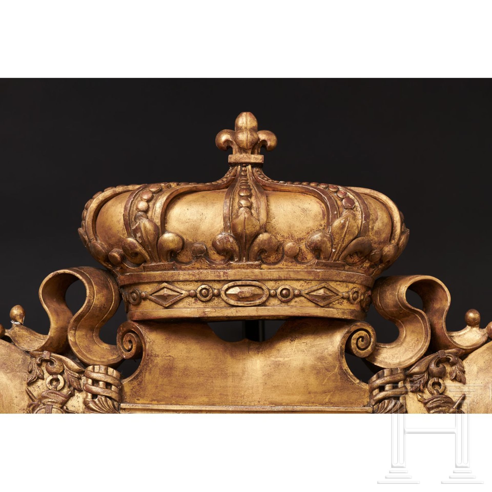 Vergoldetes hölzernes Wappen der Könige von Frankreich, 18. Jhdt. - Bild 3 aus 6