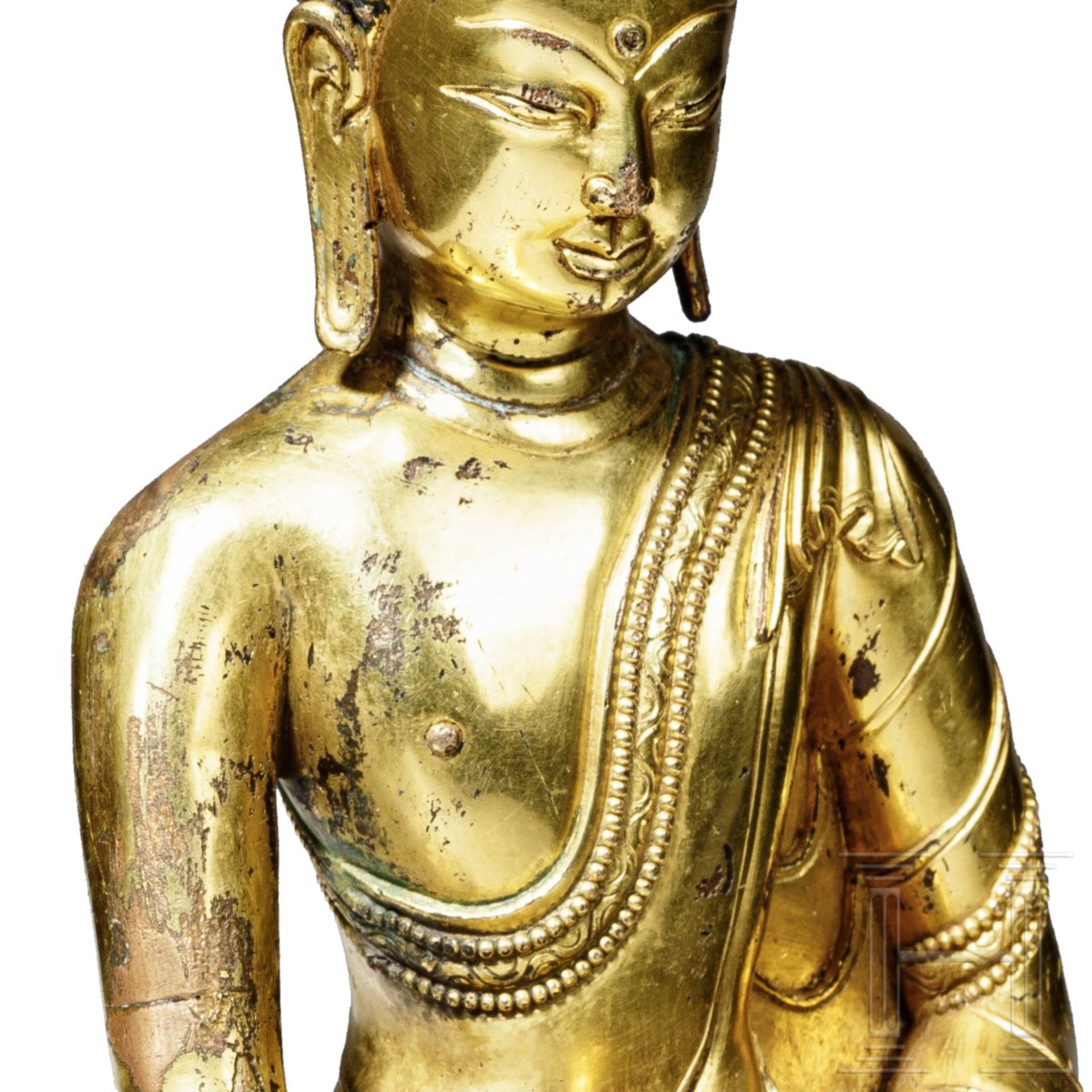 Vergoldete Bronzeskulptur des Akshobya, sino-tibetisch, 18. Jhdt. - Image 10 of 12