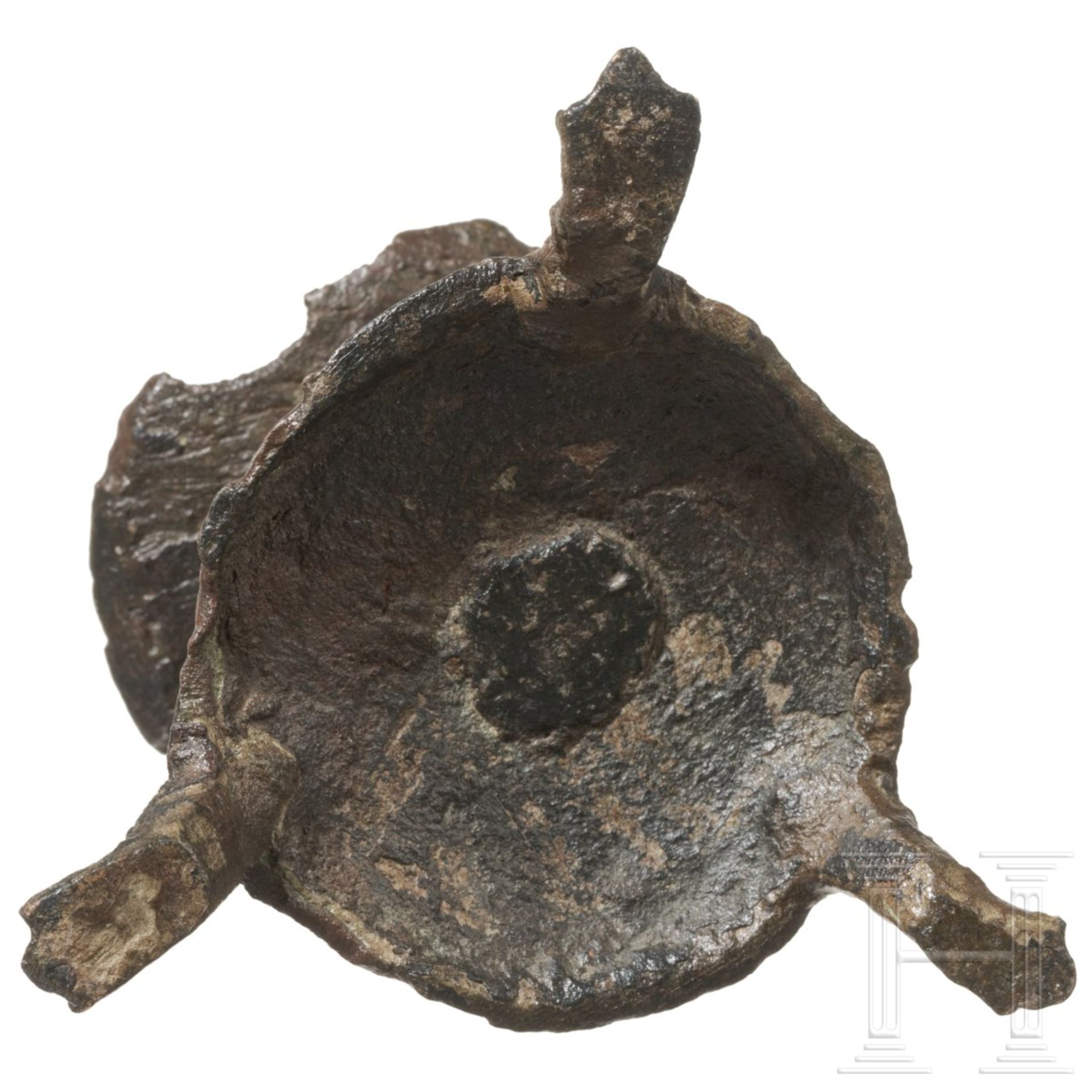 Kleiner Bronze-Dornleuchter, flämisch, spätes 13. Jhdt. - Image 3 of 3