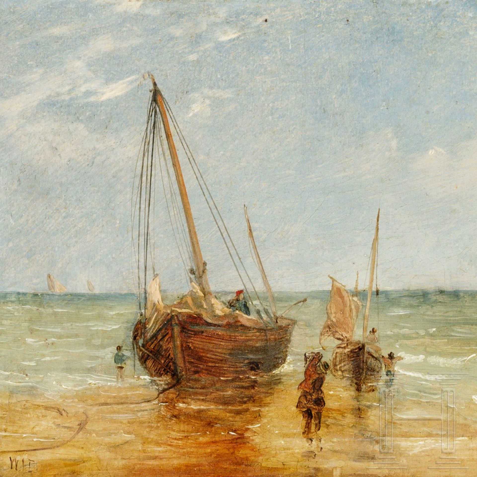 Ein Paar kleinformatige Gemälde mit maritimen Motiven, deutsch/Niederlande, 19. Jhdt. - Image 2 of 3