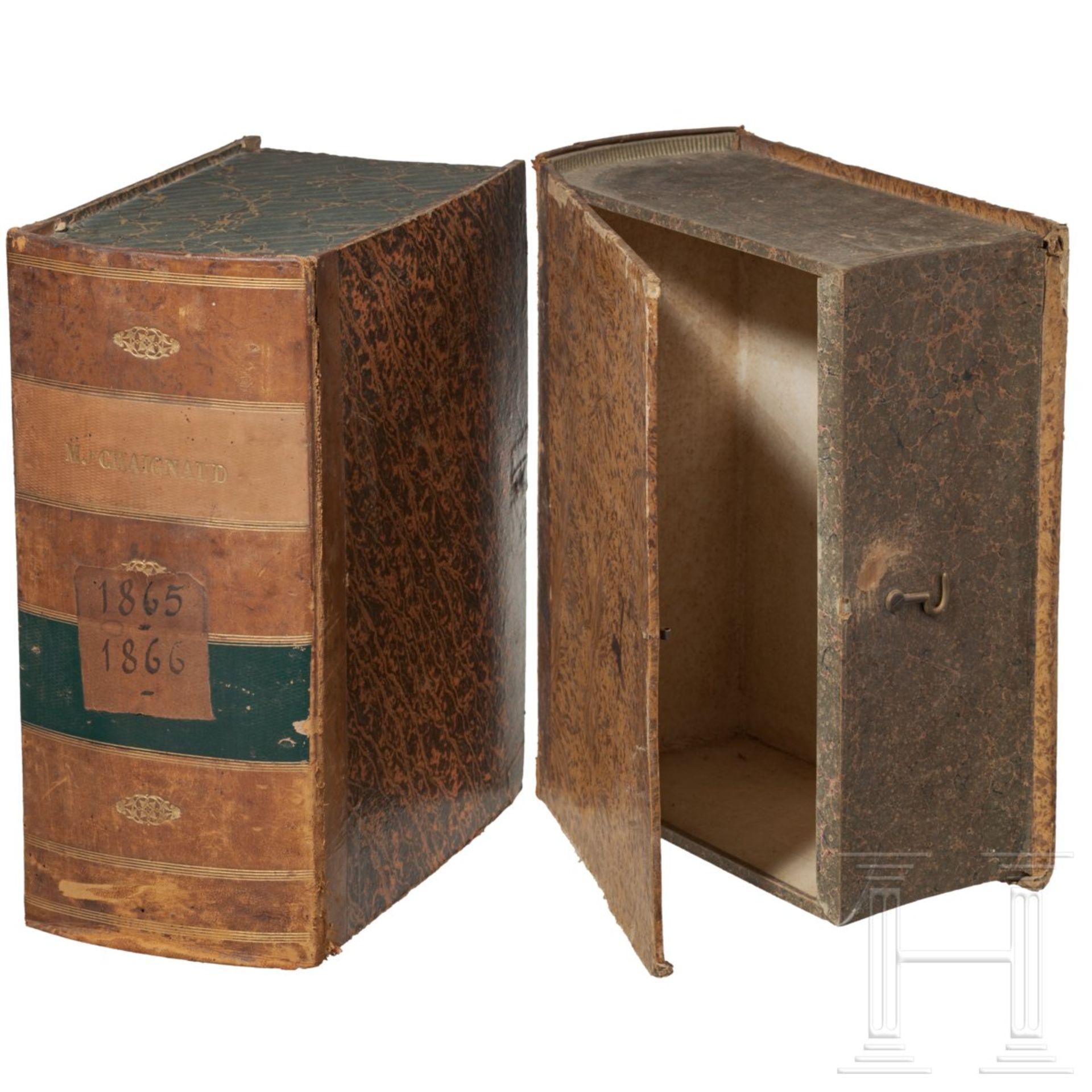 Zwei Geheimschatullen in Buchform, Frankreich, um 1870