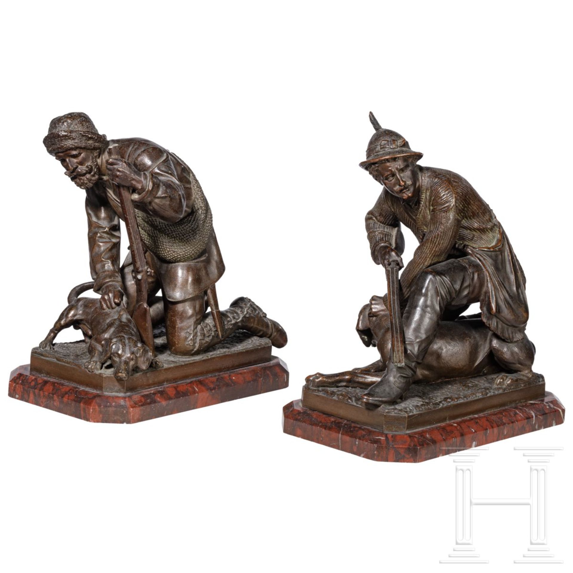 Ein paar jagdliche Bronzen, Johannes Heidepriem, um 1880