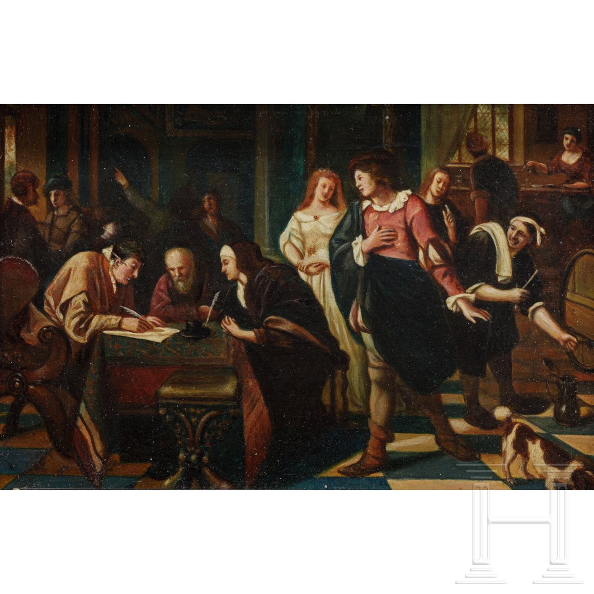 Ein Paar kleine Genrebilder in der Art des Jan Steen, flämisch, 19. Jhdt. - Image 3 of 4