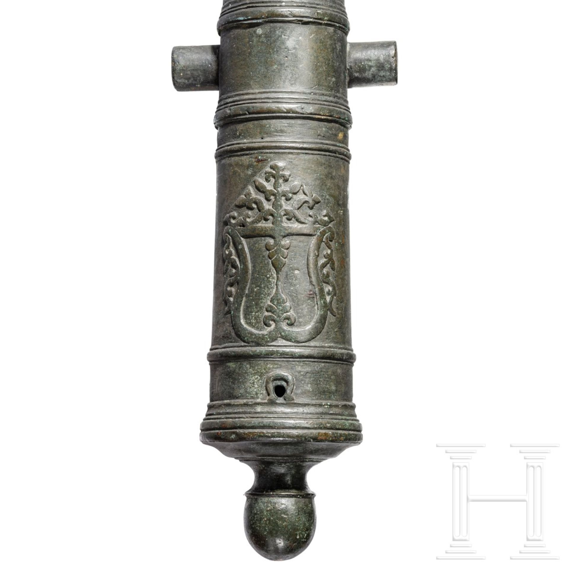 Kleine Bordkanone aus Bronze, niederländisch kolonial, 1. Hälfte 18. Jhdt.  - Bild 4 aus 5
