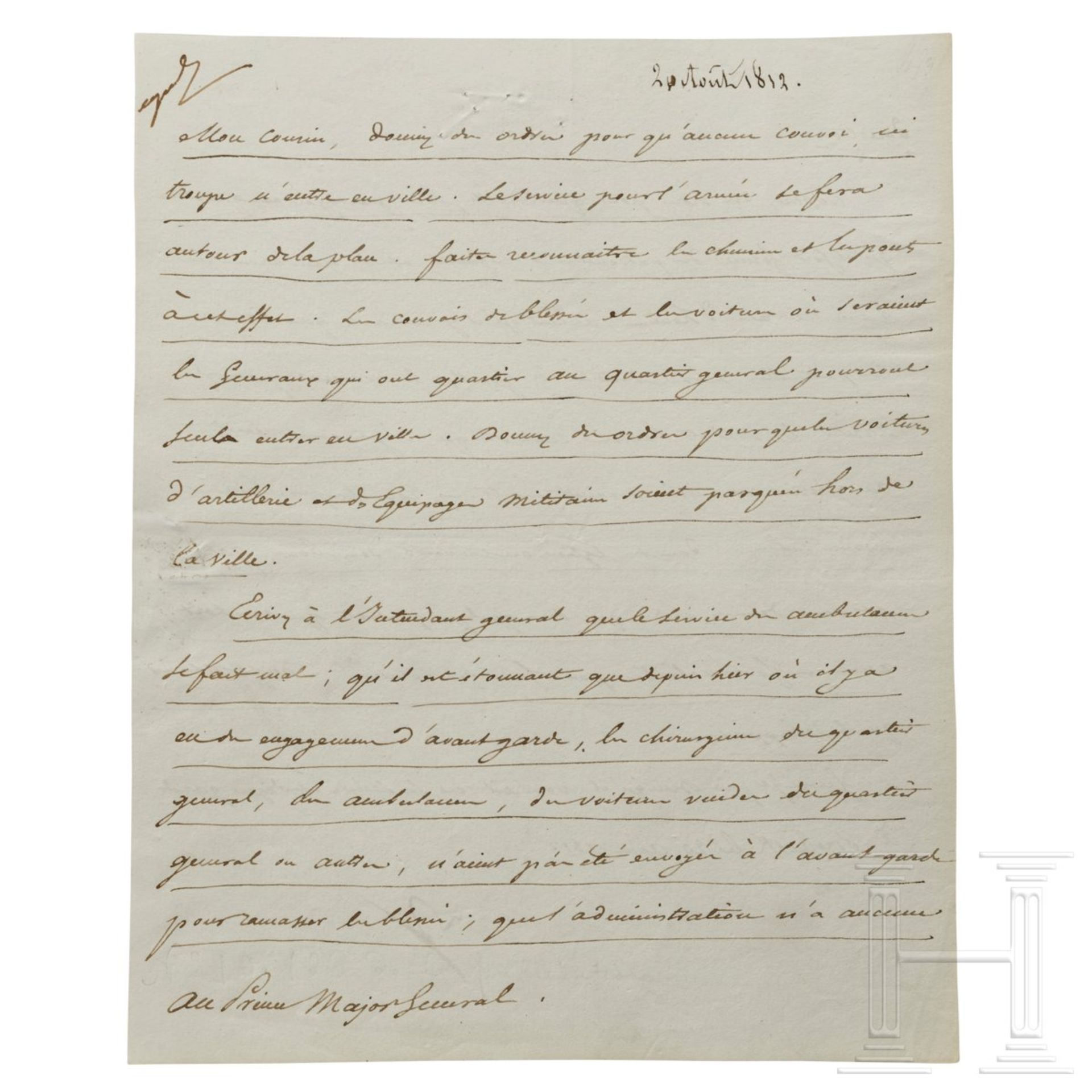 Napoleon I. – eigenhändig signierter Brief, Smolensk, 20.8.1812