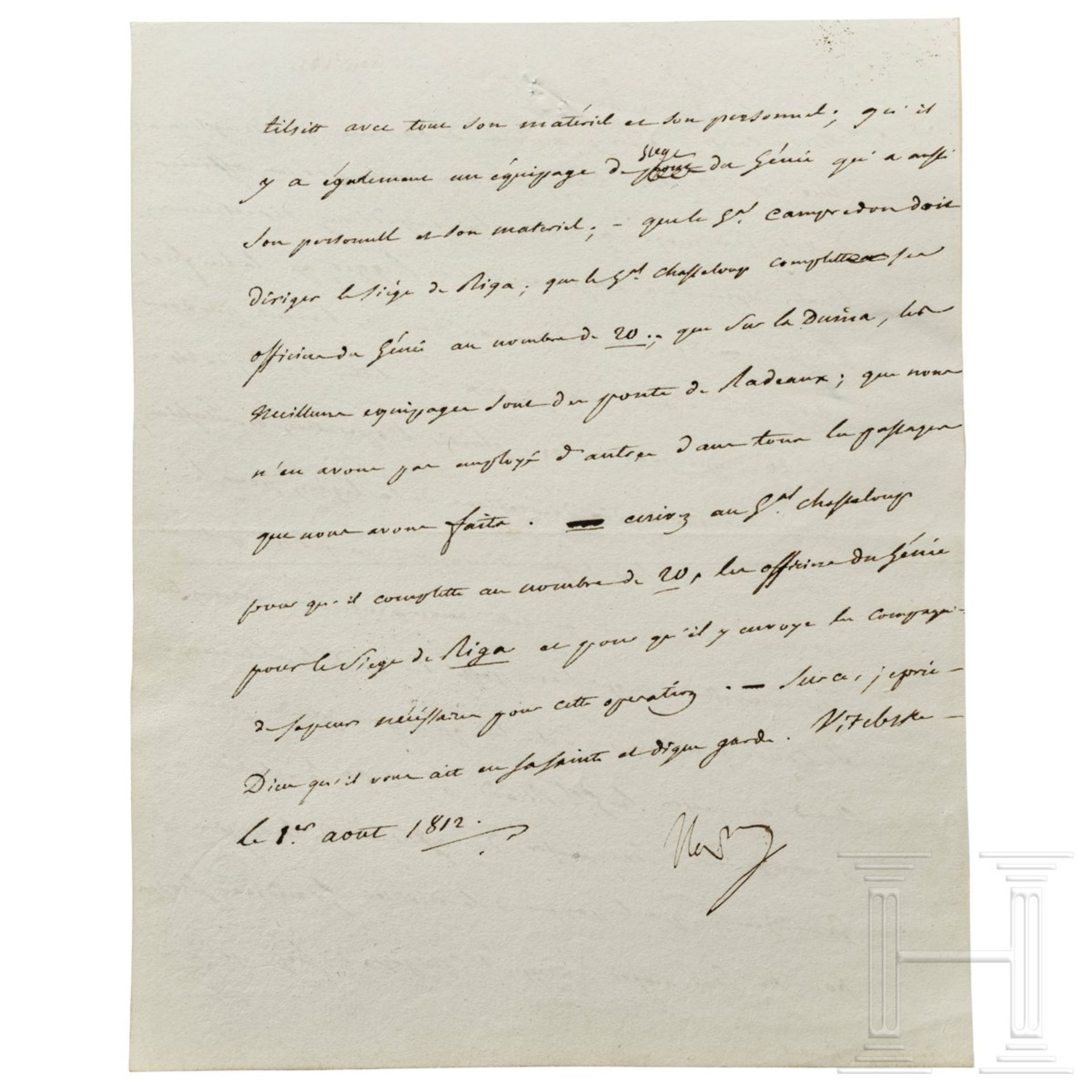 Napoleon I. – eigenhändig signierter Brief, Vitebsk, 1.8.1812 - Bild 2 aus 3