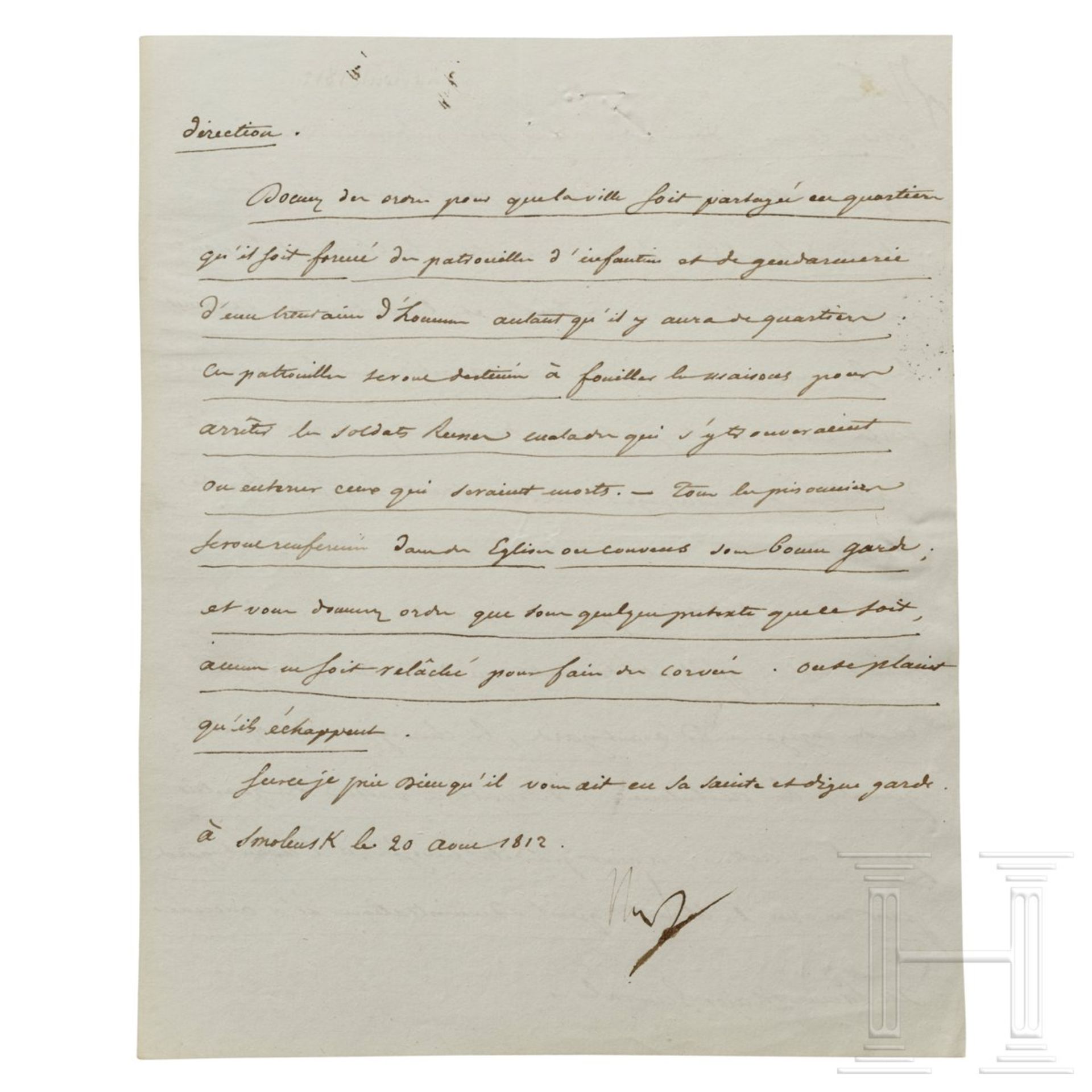 Napoleon I. – eigenhändig signierter Brief, Smolensk, 20.8.1812 - Bild 2 aus 2