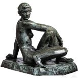 Fritz Klimsch (1870-1960) – "Die Schauende", 1932Bronze mit schwarz-grüner Patina. Die Plinthe