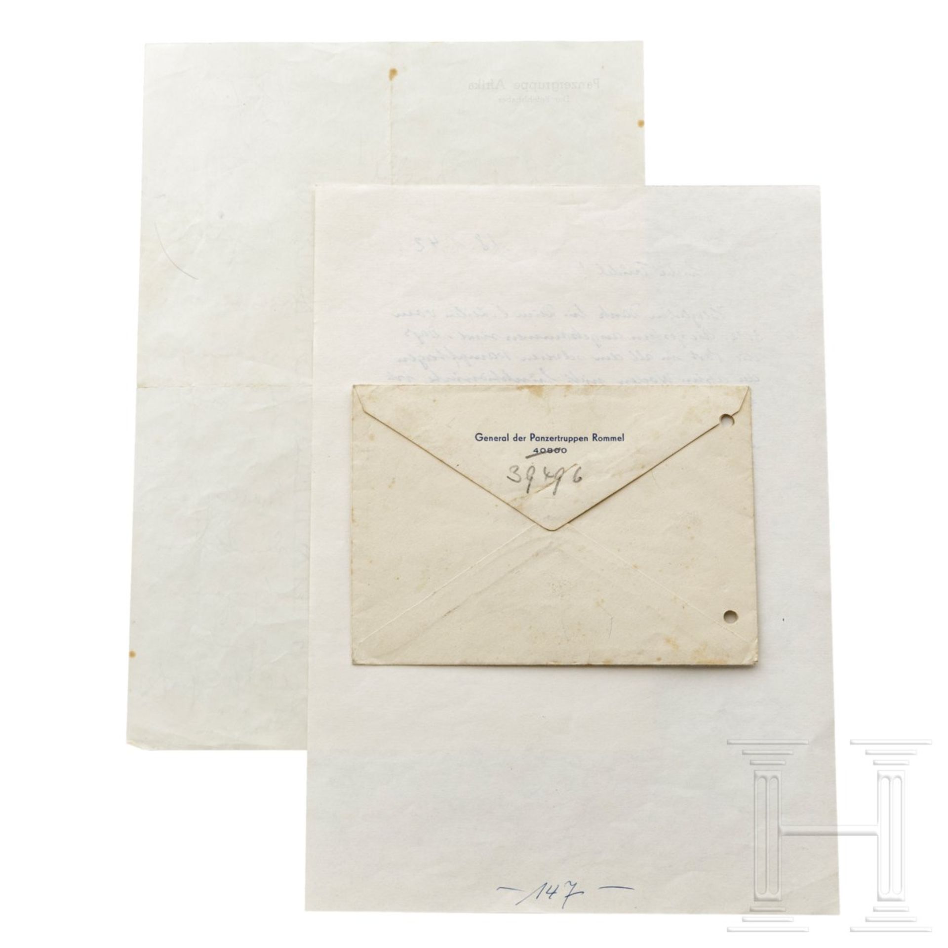 <de>GFM Erwin Rommel – Brief an seine Tochter Gertrud Pan vom 18.1.1942<br>Gedruckter Briefkopf "Pan - Bild 2 aus 5