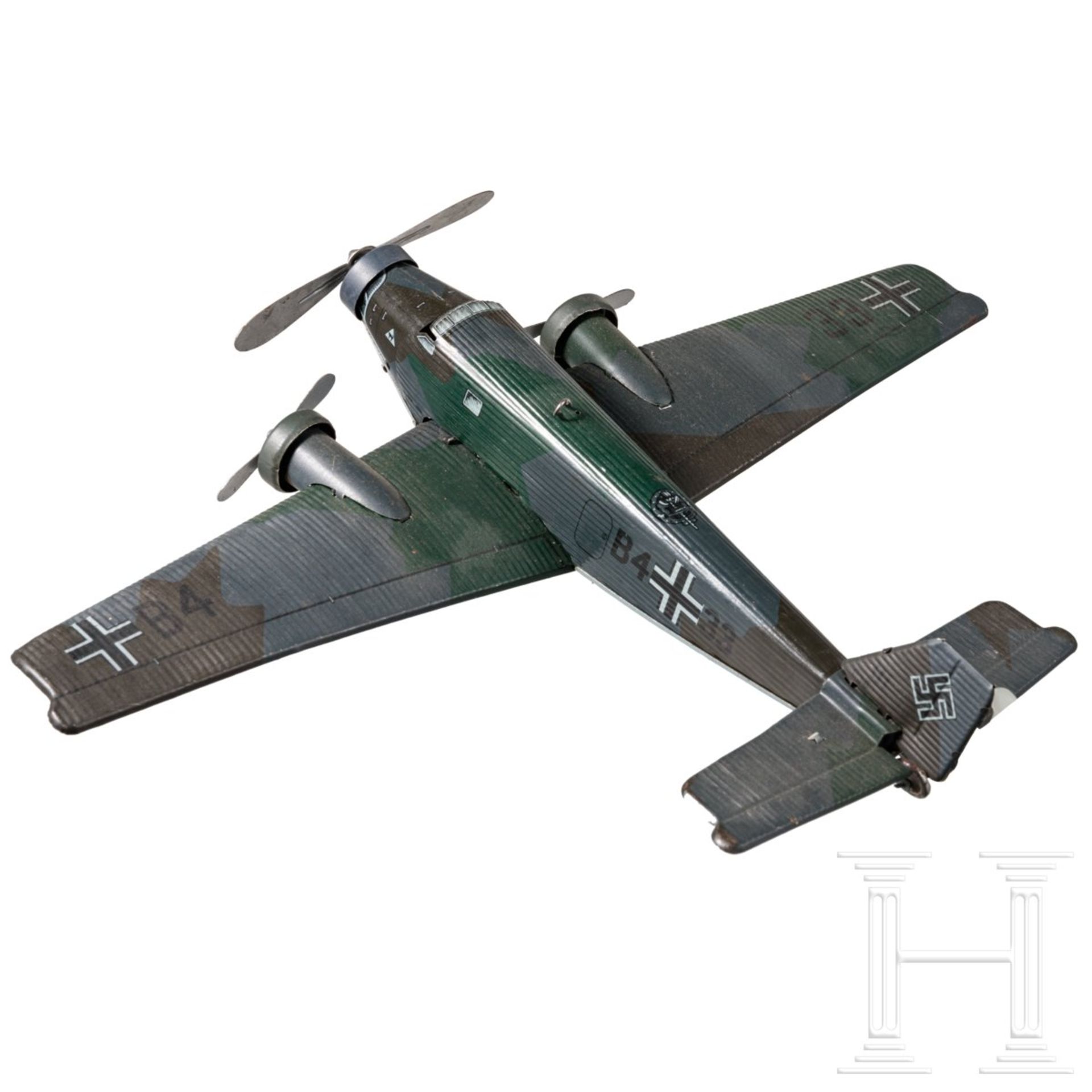 <de>TippCo-Flugzeug Junkers Kampfflieger Ju 52<br>TippCo-Flugzeug, Blechausführung, 30er Jahre, Uhrw - Bild 2 aus 4