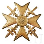 A Spanish Cross in Gold with SwordsMaker “CEJ”, struck tombak gilt finish, separately applied eagles