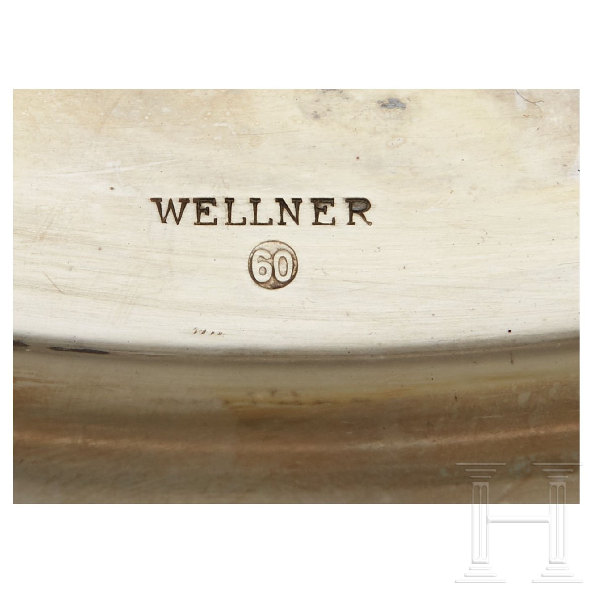 An oval Serving Platter from a Silver ServiceUnmarked platter, stamped "Wellner", "60" on top - Image 3 of 3