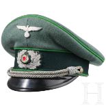 Schirmmütze für Offiziere der GebirgstruppeFrühe Fertigung aus feinem feldgrauen Tuch (Mottenspuren)