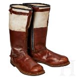 A Pair of Fur Boots for FlyersChocolate-brown leather lined in natural lambskin with Ri-Ri zip