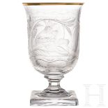 Hermann Göring – Trinkpokal aus einem JagdserviceKristallglas mit Goldrand und geschnittenem/