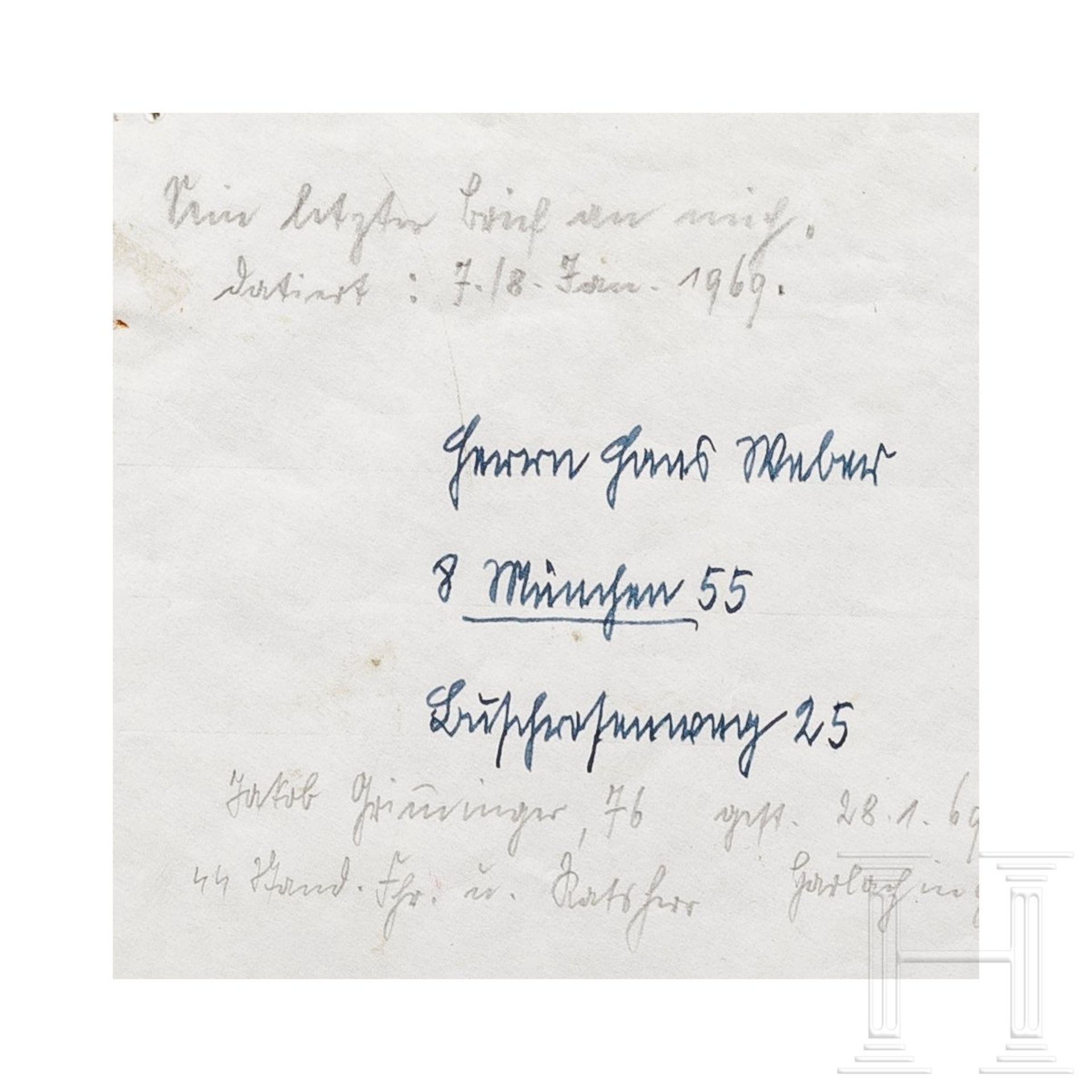 <de>Jakob Grimminger (1892-1969) – eigenhändiger Brief an Hans Weber vom 7./8. Januar 1969 <br>Zweie - Bild 3 aus 4