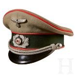 A Visor Cap for an Artillery Officer in the WehrmachtField-grey doeskin, dark green wool center