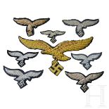 A Collection of Luftwaffe EaglesEight in total, one General's eagle cut from vehicle pennant, four