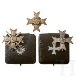A Small Collection of War Merit CrossesSilver badge with swords, maker “84” on pin, die struck