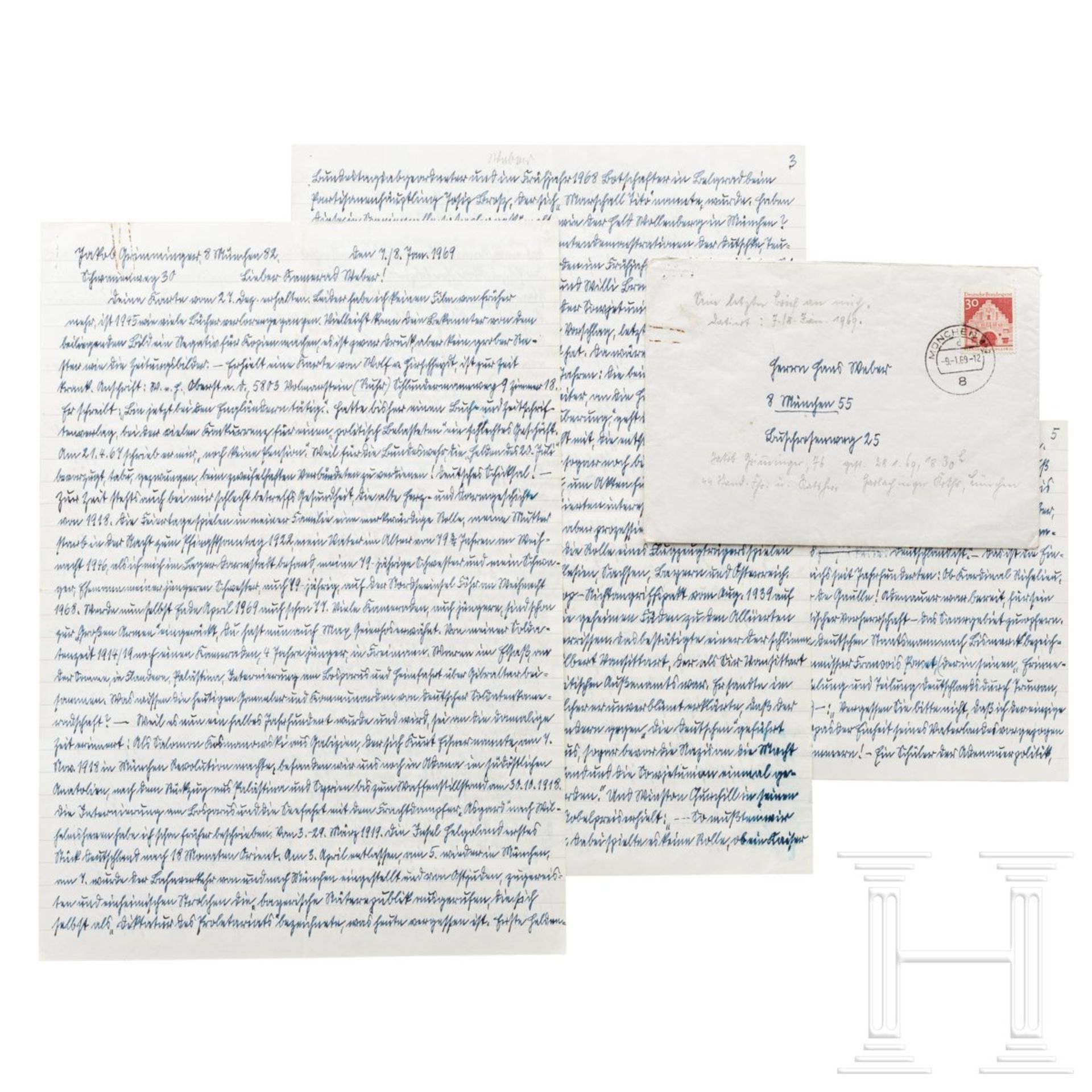 <de>Jakob Grimminger (1892-1969) – eigenhändiger Brief an Hans Weber vom 7./8. Januar 1969 <br>Zweie