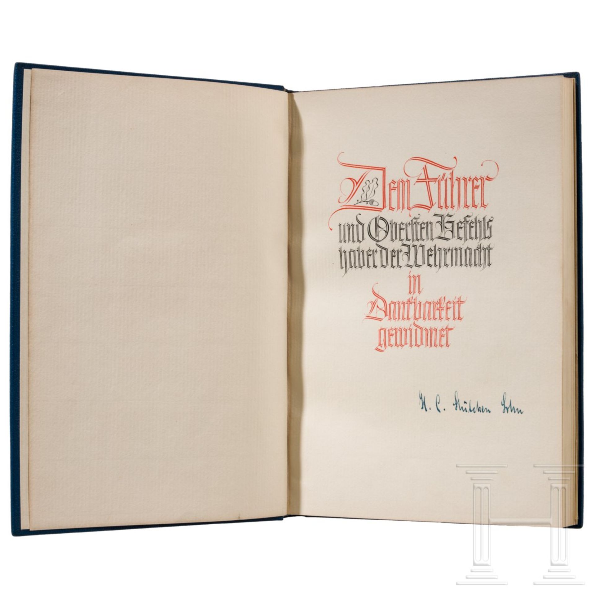 <de>Gedenkwerk "Hundert Jahre Stülcken-Werft 1840 - 1940" mit Widmung an Hitler<br>Prunkausgabe mit  - Bild 4 aus 5