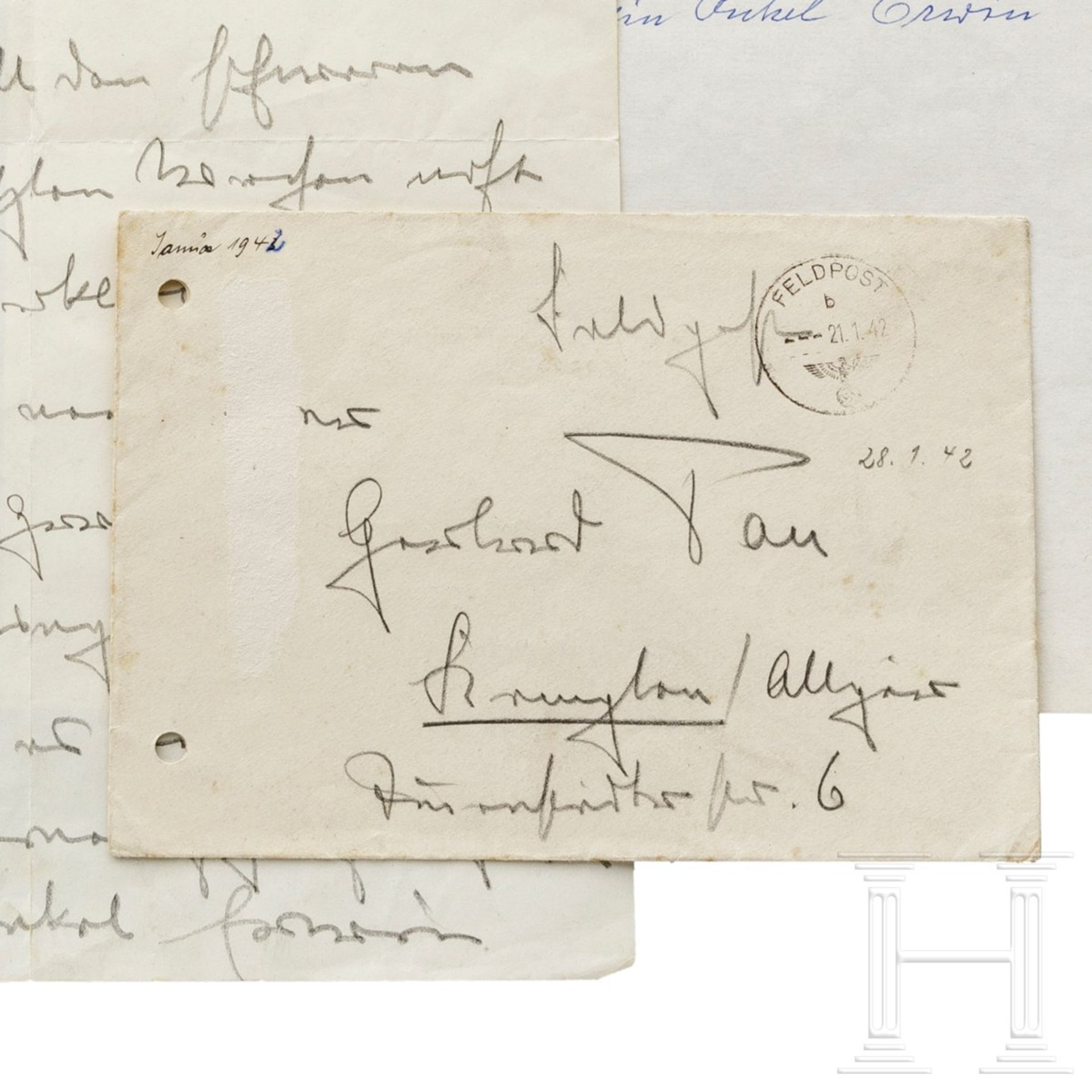 <de>GFM Erwin Rommel – Brief an seine Tochter Gertrud Pan vom 18.1.1942<br>Gedruckter Briefkopf "Pan - Bild 4 aus 5