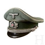 A Visor Cap for an Infantry Officer in the HeerField-grey doeskin, dark green wool center band,