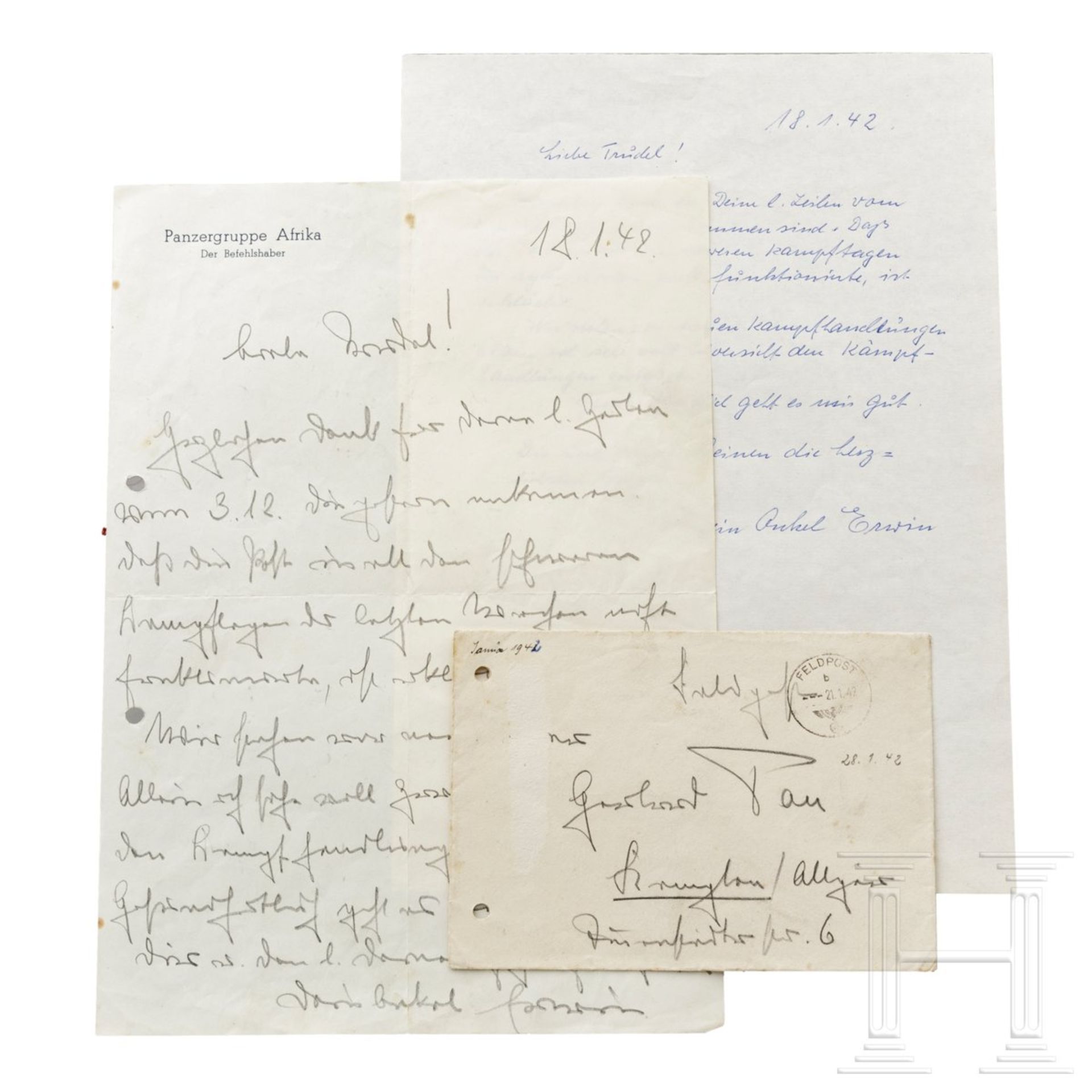 <de>GFM Erwin Rommel – Brief an seine Tochter Gertrud Pan vom 18.1.1942<br>Gedruckter Briefkopf "Pan