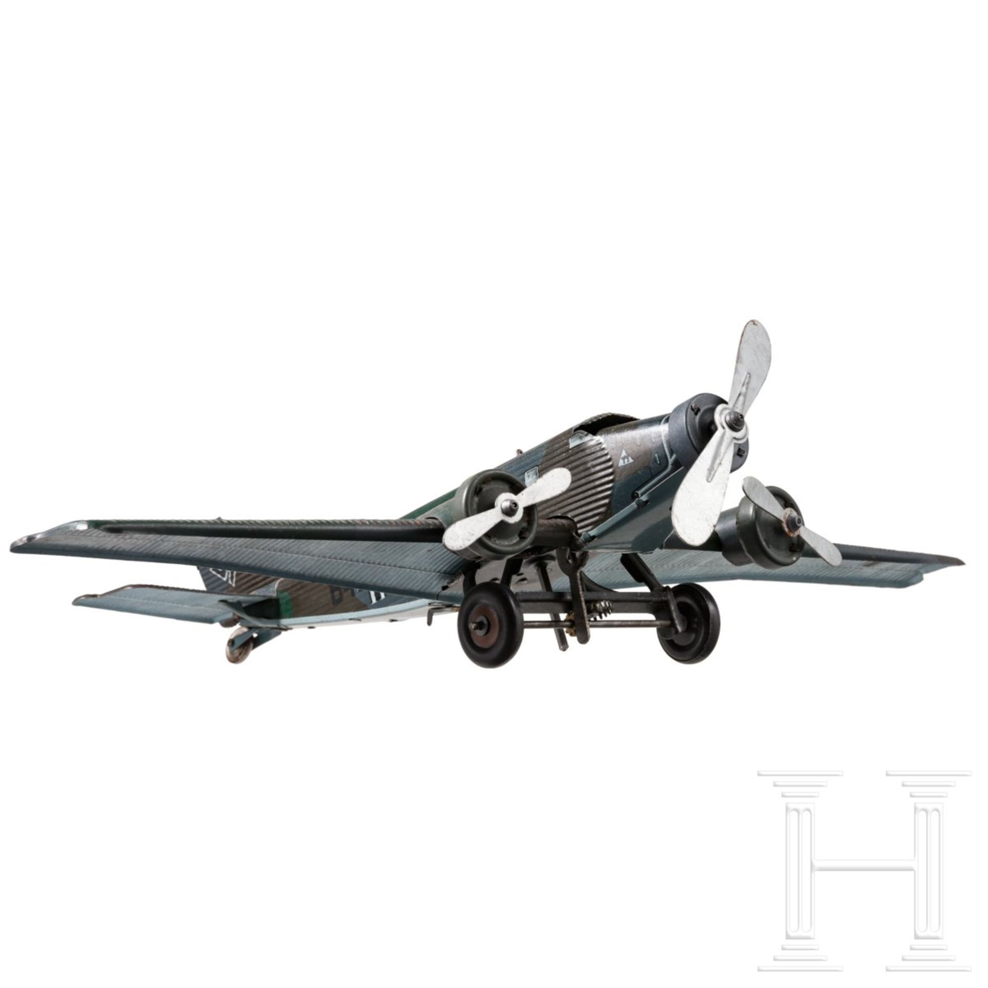 <de>TippCo-Flugzeug Junkers Kampfflieger Ju 52<br>TippCo-Flugzeug, Blechausführung, 30er Jahre, Uhrw - Bild 3 aus 4