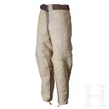 A Pair of Suede Leather Winter Trousers for Aviation PersonnelWhite suede leather trousers with dark