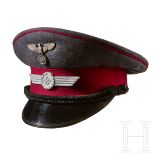 A Visor Cap for a Luftwaffe Elevator Operator and DoormanBlue-grey wool, Bordeaux-red cloth center