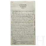 Hermann Göring – Brief aus Nürnberg an seine Frau Emmy vom Mai 1946Hellgrüner POW-Vordruck "Form No.
