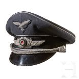 A Visor Cap for Luftwaffe OfficersBlue-grey tricot, black mohair center band, silver piping and