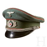 A Visor Cap for an Artillery Officer in the Reichsheer Field-grey doeskin, grey-green cloth center